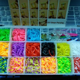 1500pcs Rubber Bands Loom DIY Weaving Machine Box Elastic Rezinochki Bracelet Creative Kit Girls Gift Kids Toys for Children 5 7