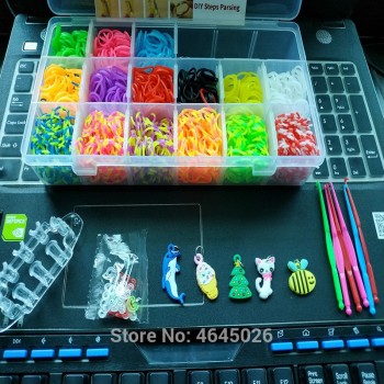 1500pcs Rubber Bands Loom DIY Weaving Machine Box Elastic Rezinochki Bracelet Creative Kit Girls Gift Kids Toys for Children 5 7