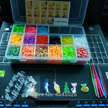 1500pcs Rubber Bands Loom DIY Weaving Machine Box Elastic Rezinochki Bracelet Creative Kit Girls Gift Kids Toys for Children 5 7