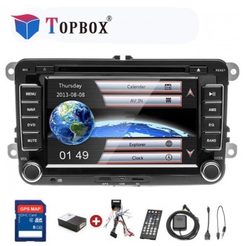 Topbox Car DVD Player GPS Navigation 2 Din 7 Multimedia auto Radio Player Backup Camera FM Map For Passat/POLO/GOLF/Skoda/Seat
