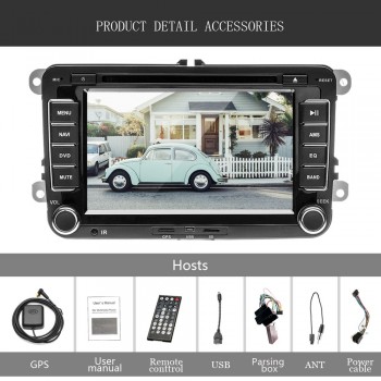 Topbox Car DVD Player GPS Navigation 2 Din 7 Multimedia auto Radio Player Backup Camera FM Map For Passat/POLO/GOLF/Skoda/Seat
