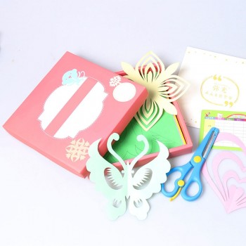 96pcs Childrens Diagonal Paper-Cut Suit Interest DIY Kindergarten Hand Knowledge Folding Scissors Skills Childrens Toys