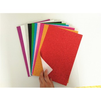 Happyxuan 10pcs/pack 20*30cm 1.8mm Self-adhesive Glitter EVA Foam Sheet Gold powder Kid DIY Handmade Craft Material Sponge Paper