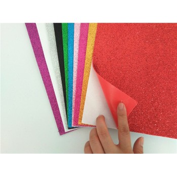 Happyxuan 10pcs/pack 20*30cm 1.8mm Self-adhesive Glitter EVA Foam Sheet Gold powder Kid DIY Handmade Craft Material Sponge Paper