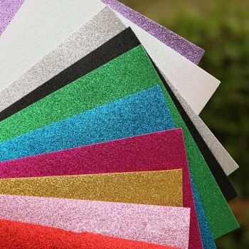 Happyxuan 10pcs/pack 20*30cm 1.8mm Self-adhesive Glitter EVA Foam Sheet Gold powder Kid DIY Handmade Craft Material Sponge Paper