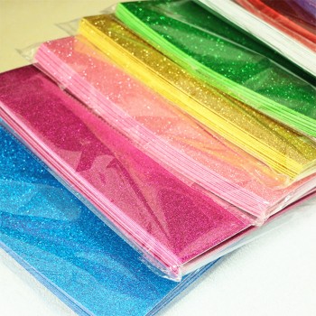 Happyxuan 10pcs/pack 20*30cm 1.8mm Self-adhesive Glitter EVA Foam Sheet Gold powder Kid DIY Handmade Craft Material Sponge Paper