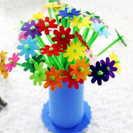 4pcs children DIY handmade EVA flower toys/ Kids adult hair root EVA  Carnation with Flowerpot educational toys, free shipping