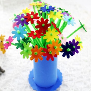 4pcs children DIY handmade EVA flower toys/ Kids adult hair root EVA  Carnation with Flowerpot educational toys, free shipping