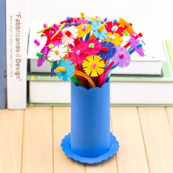 4pcs children DIY handmade EVA flower toys/ Kids adult hair root EVA  Carnation with Flowerpot educational toys, free shipping