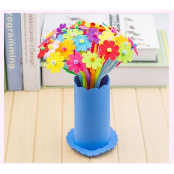 4pcs children DIY handmade EVA flower toys/ Kids adult hair root EVA  Carnation with Flowerpot educational toys, free shipping