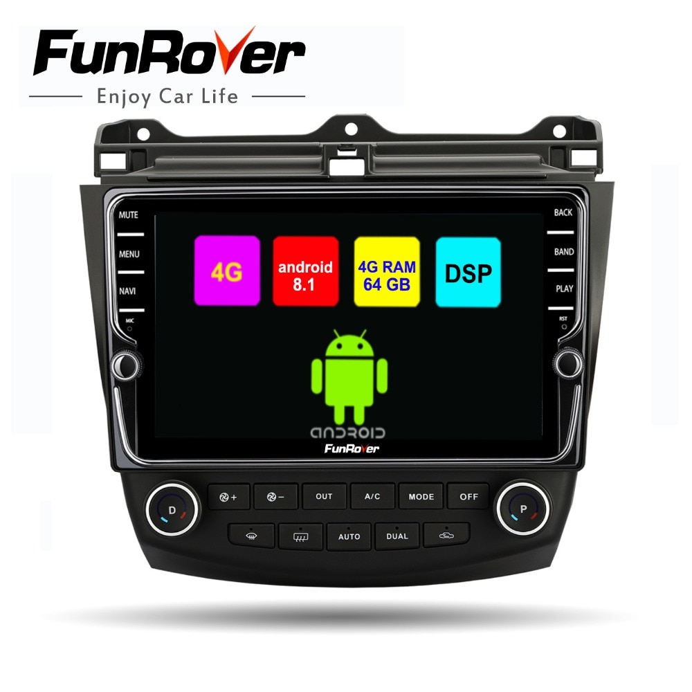Funrover octa 8 core 2din car multimedia dvd player android 8.1 for Honda Accord 7 2003-2007 SIM radio gps navigation stereo DSP