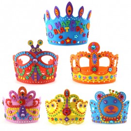 6pcs Children EVA sticker Crown Handmade Toy Kids DIY Birthday Hat Stickers Kindergarten Supply Educational Craft Toy