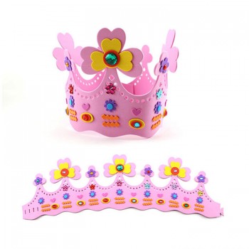 6pcs Children EVA sticker Crown Handmade Toy Kids DIY Birthday Hat Stickers Kindergarten Supply Educational Craft Toy