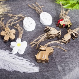 8Pcs/set Funny Eggs Easter Decoration Toys For Children Bunny Flower Hen Crafts Toys Wooden Hanging Ornaments Kids Toys Gift