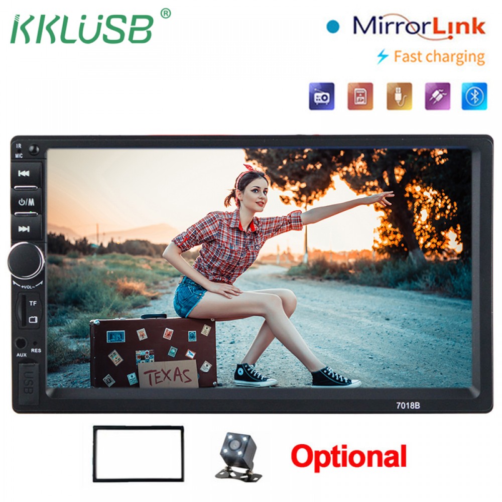 2 din autoradio 7 inch touch screen car radio bluetooth android mirror link rear view camera charger  2din car Multimedia player