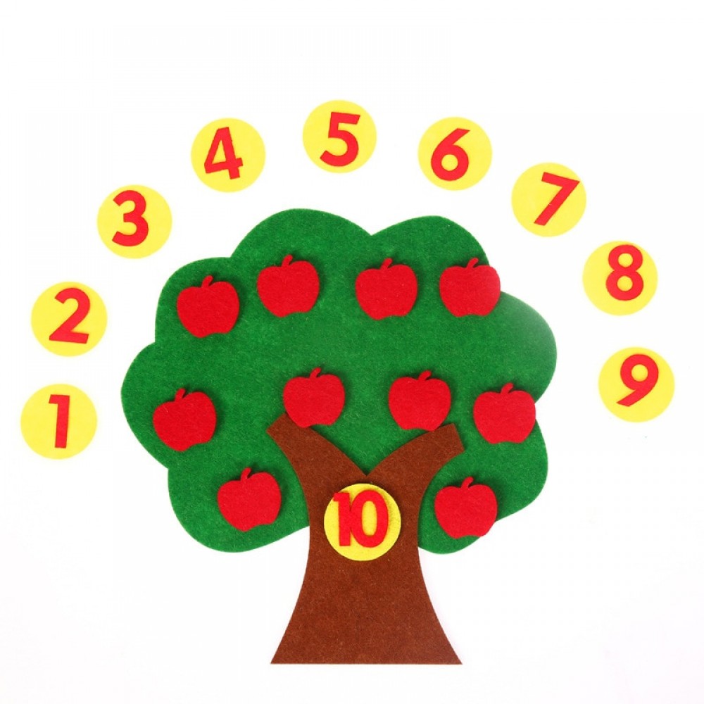 nonwoven apple trees 1-10 digital kindergarten math area toys self-made Number Puzzle Kit materials for children BS83