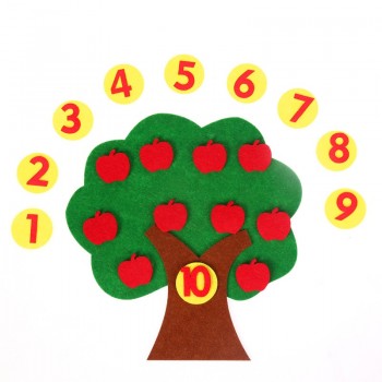 nonwoven apple trees 1-10 digital kindergarten math area toys self-made Number Puzzle Kit materials for children BS83