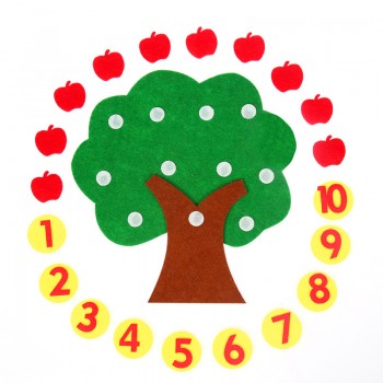 nonwoven apple trees 1-10 digital kindergarten math area toys self-made Number Puzzle Kit materials for children BS83