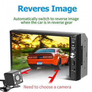 7 Inch Screen Car Stereo Autoradio MP5 Player Bluetooth FM Radio Head Unit with Remote Control Support Reversing Image Display