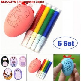 6 Pieces Easter Egg 4 Color Pens For Kids DIY Painting Toy Decoration Birthday Gift Craft Toys Learning Education Drawing Toys