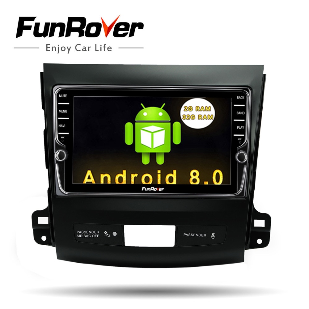 Funrover IPS 8 Android8.0 Car dvd GPS Player Radio for Mitsubishi Outlander 2008-2014 Peugeot 4007 Citroen C-Crosser 2din radio