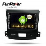 Funrover IPS 8 Android8.0 Car dvd GPS Player Radio for Mitsubishi Outlander 2008-2014 Peugeot 4007 Citroen C-Crosser 2din radio