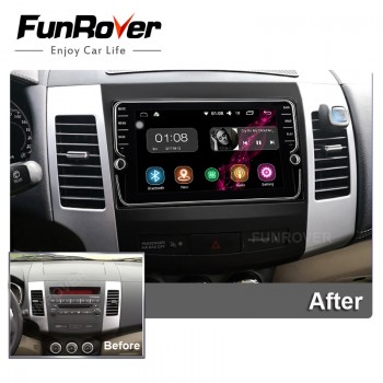Funrover IPS 8 Android8.0 Car dvd GPS Player Radio for Mitsubishi Outlander 2008-2014 Peugeot 4007 Citroen C-Crosser 2din radio