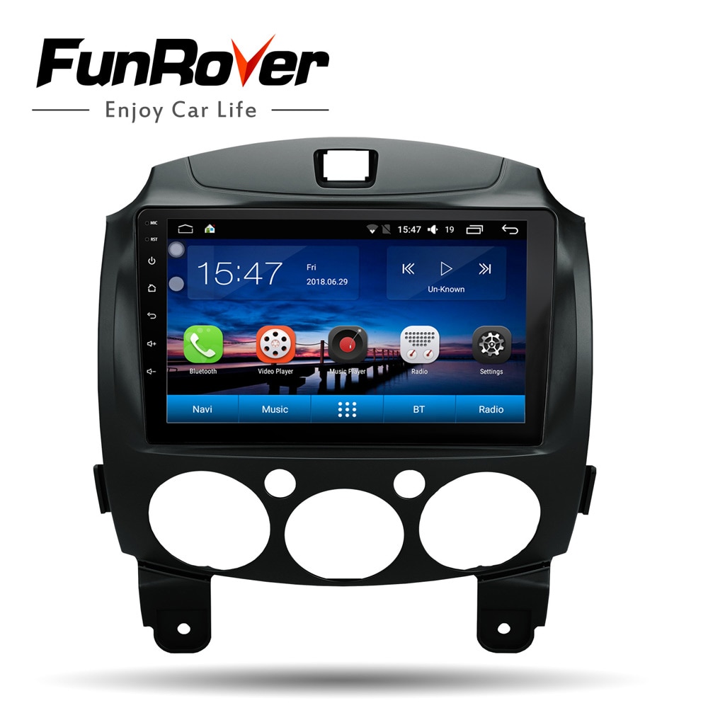 Funrover 9android 8.0 2 din car dvd multimedia player for MAZDA 2 mazda 2 2007-2014 car radio gps navigation system stereo wifi