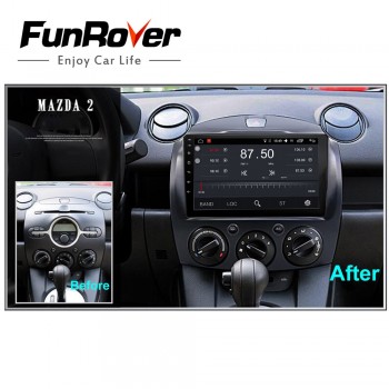Funrover 9android 8.0 2 din car dvd multimedia player for MAZDA 2 mazda 2 2007-2014 car radio gps navigation system stereo wifi