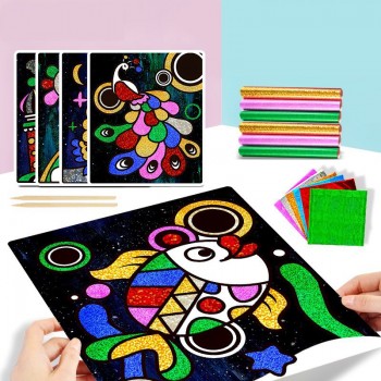 Color Glitter Paper Magic Art Painting Drawing Toys Kids Coloring DIY Crafts Learning Education Color Art Painting Card