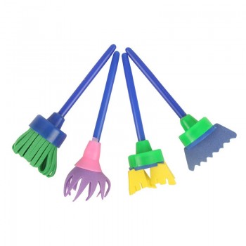 4Pcs/set Flower Stamp Sponge Paint Brush Toys Handle Seal Sponge Brushes Kids Children Drawing DIY Painting Graffiti Stamps Toys
