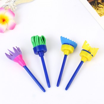 4Pcs/set Flower Stamp Sponge Paint Brush Toys Handle Seal Sponge Brushes Kids Children Drawing DIY Painting Graffiti Stamps Toys