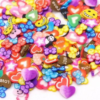 50PCS Colorful Antistress ball DIY 3D FIMO Slice Face Decoration for Homemade Slime Making Craft toys for children  YD12067