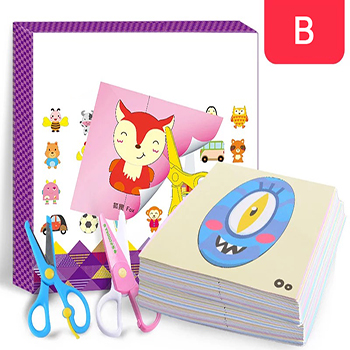 100pcs DIY Child Handmade Toys Paper Cutting Confetti Fun Educational Toys Kindergarten Teaching Supplies with Scissors