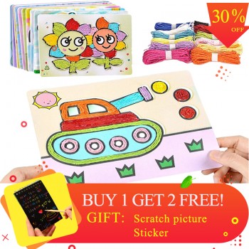 Kindergarten Rope Paste Painting Creative DIY Set Handmade Crafts Toy Early Educational Kids Child Children Toys Gift Present
