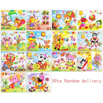 5Pcs Handmade 3D Children DIY Foam Mosaic Stickers Art EVA Cartoon Crystal 3D Sticker Creative Educational Toys For Kids