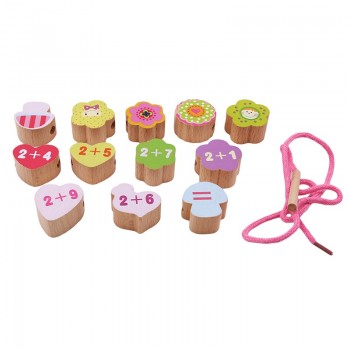 Lacing amp; Stringing Wooden Beads Sea pink girls with String Packaged with Metal Box |  Preschool Fine Motor Skills Toys