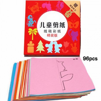 Abbyfrank 96pcs Colorful Craft Paper Toys Origami Anime Art Sticker Kindergarten Crafts Class Learning Toy Gift For Children