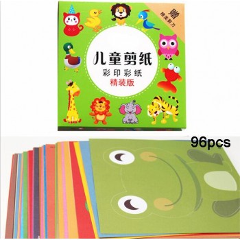 Abbyfrank 96pcs Colorful Craft Paper Toys Origami Anime Art Sticker Kindergarten Crafts Class Learning Toy Gift For Children