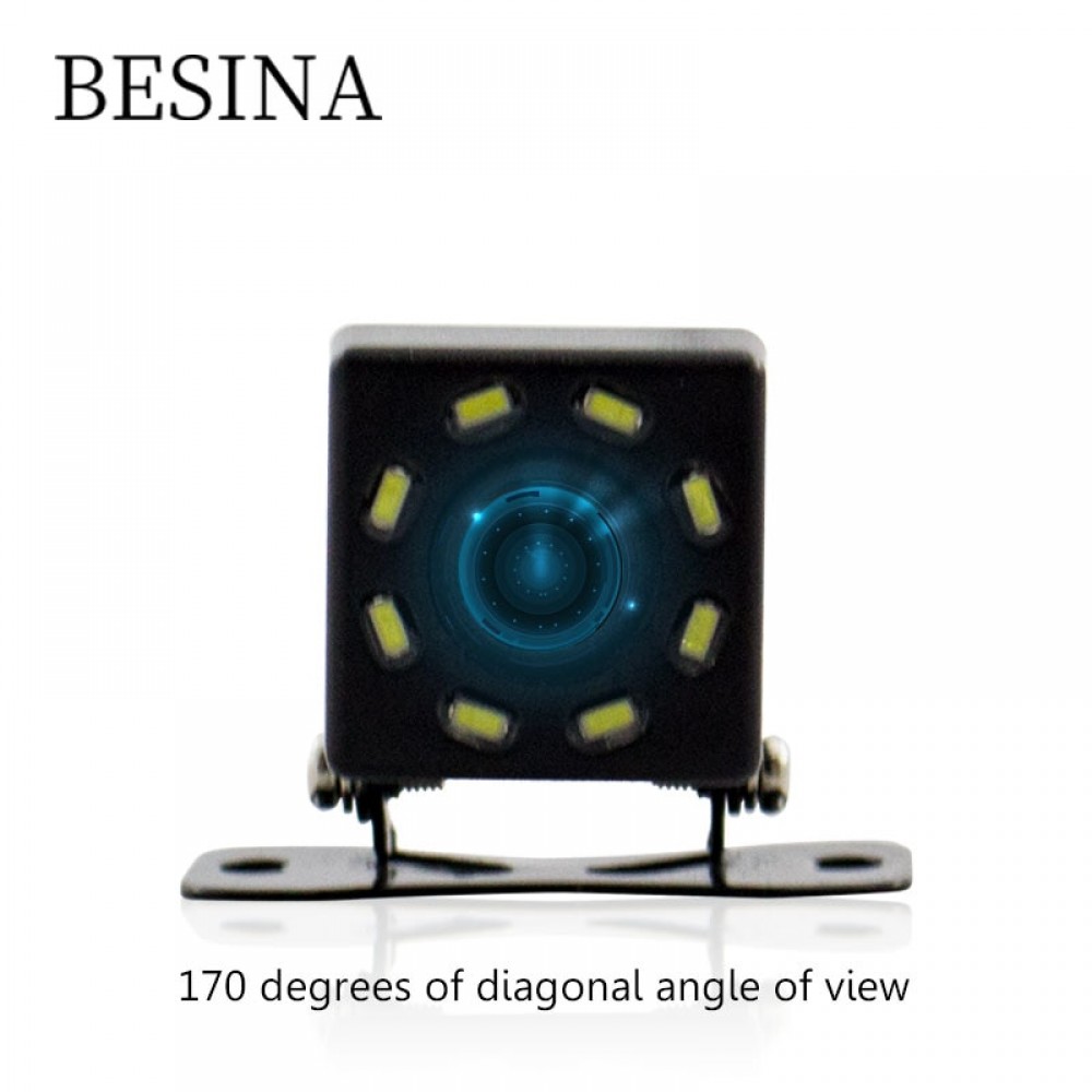 Besina 8 LEDs Night Vision Car Rear View Camera Universal Reverse Backup Parking Camera Waterproof 170 Wide Angle HD Color Image