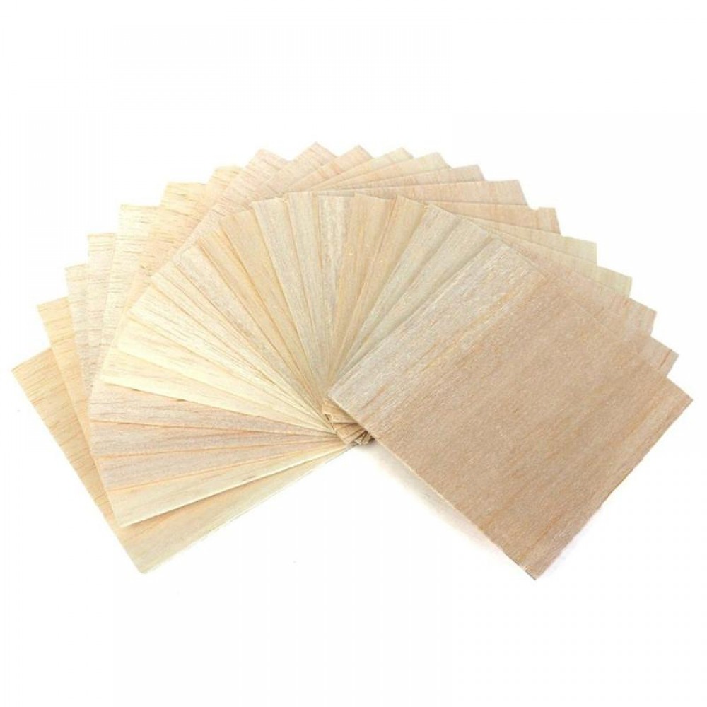 20pcs Thin Wood Board Panel Plaque Craft Toys  for DIY Arts Craft Decor Building Model 100x100x1mm