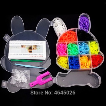 Rubber Loom Bands Elastic Weaving Braided Bracelet gum Tool DIY Kit Boxed Kids Plaiting Toys for Children Girls Accessories Case