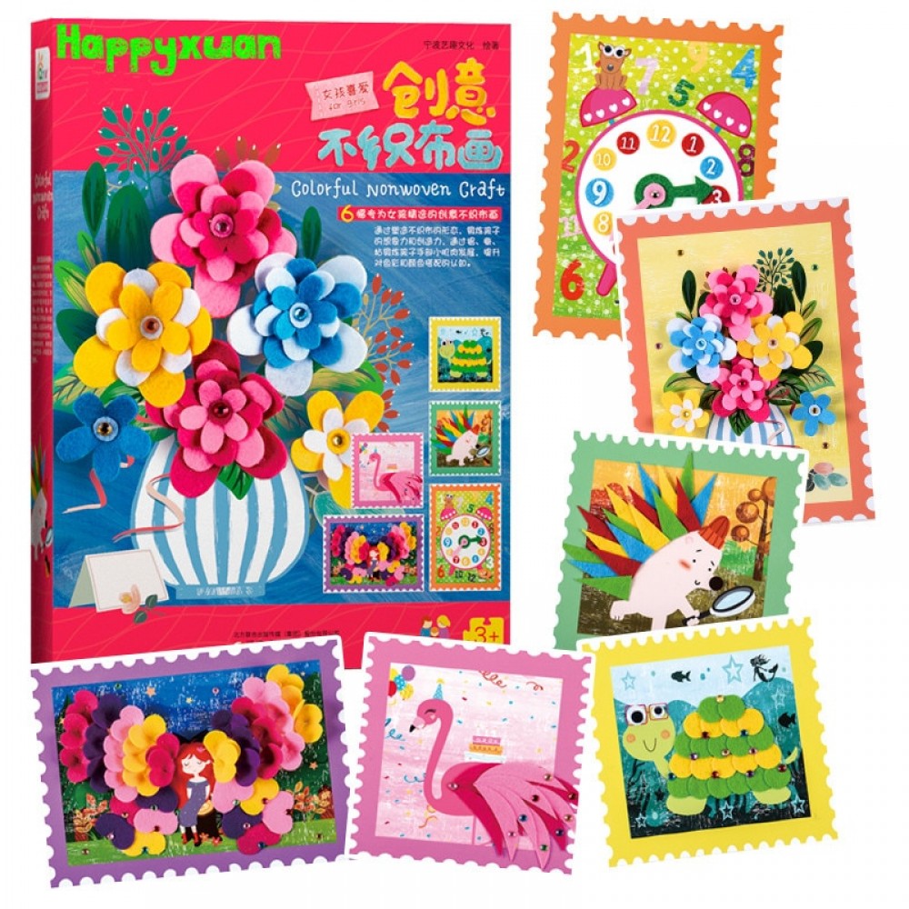 Happyxuan 6 Pictures/set Non-woven Felt Crafts Kids Sticker DIY Creative Girl Toy Children Handicraft Art Material Birthday Gift