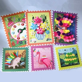 Happyxuan 6 Pictures/set Non-woven Felt Crafts Kids Sticker DIY Creative Girl Toy Children Handicraft Art Material Birthday Gift