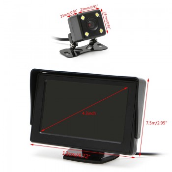 2 In1 Car Parking 4.3 TFT LCD Color Display Monitor+Waterproof Rearview Camera