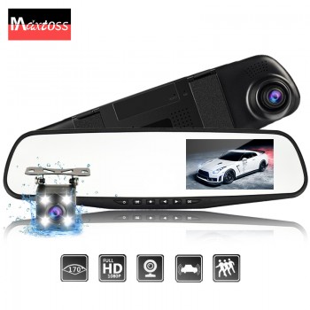 Dual Lens Car Camera Auto DVR Rearview Mirror Dash Cam Cars DVRs Recorder Video Registrator FHD 1080P Night Vision Camcorder