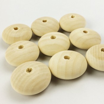 Unpainted Abacus Wooden Beads 30mm 50pc Unfinished Large Smooth Chunky Surface Drum Shaped Balls DIY Decor Crafts Beads Baby Toy