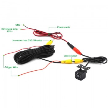 Olysine 8 LED IR Night Vision Back Camera Waterproof Backup Parking Camera  Universal Wide Angle Rearview Car Rear View Camera