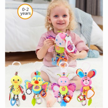 Baby Rattles Toys Stroller Hanging Soft Toy Cute Animal Doll Baby Crib Bed Hanging Bells Toys Elephant Rabbit Dog