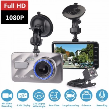 Dash Cam New Dual Lens Car DVR Camera Full HD 1080P 4 IPS Front+Rear Blue Mirror Night Vision Video Recorder Parking Monitor